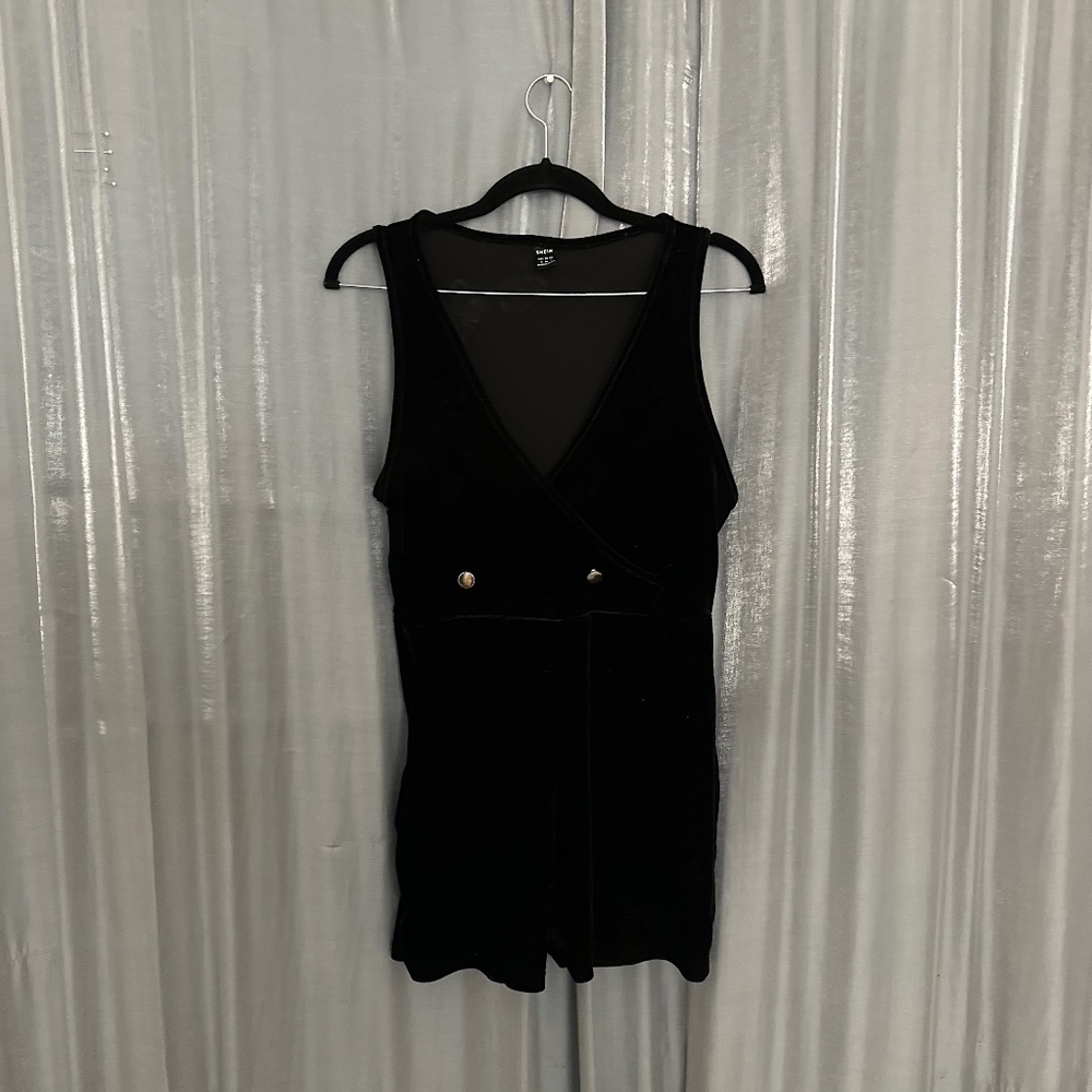 velvet v-neck romper